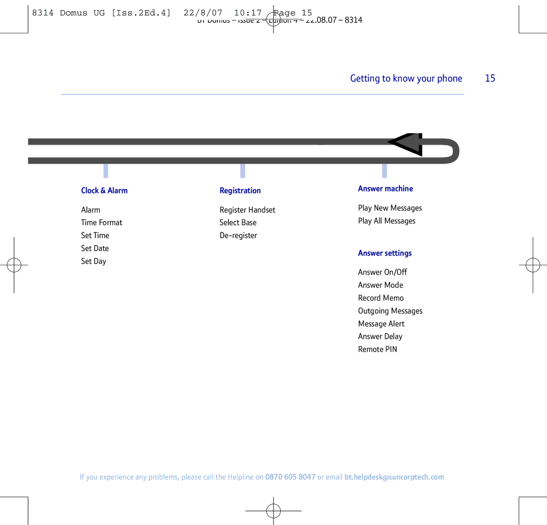 BT BT Domus manual Clock & Alarm Registration Answer machine, Answer settings 