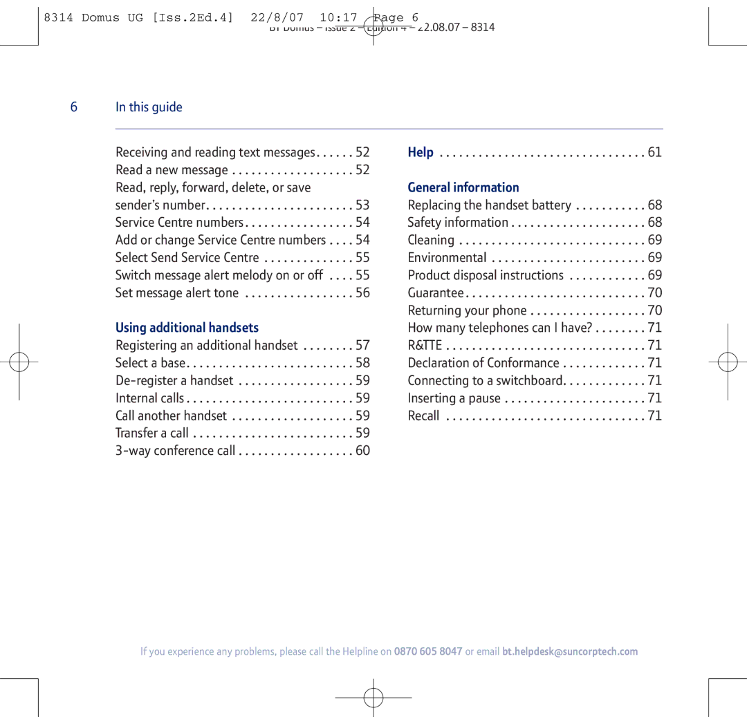 BT BT Domus manual Receiving and reading text messages, Read, reply, forward, delete, or save, General information 