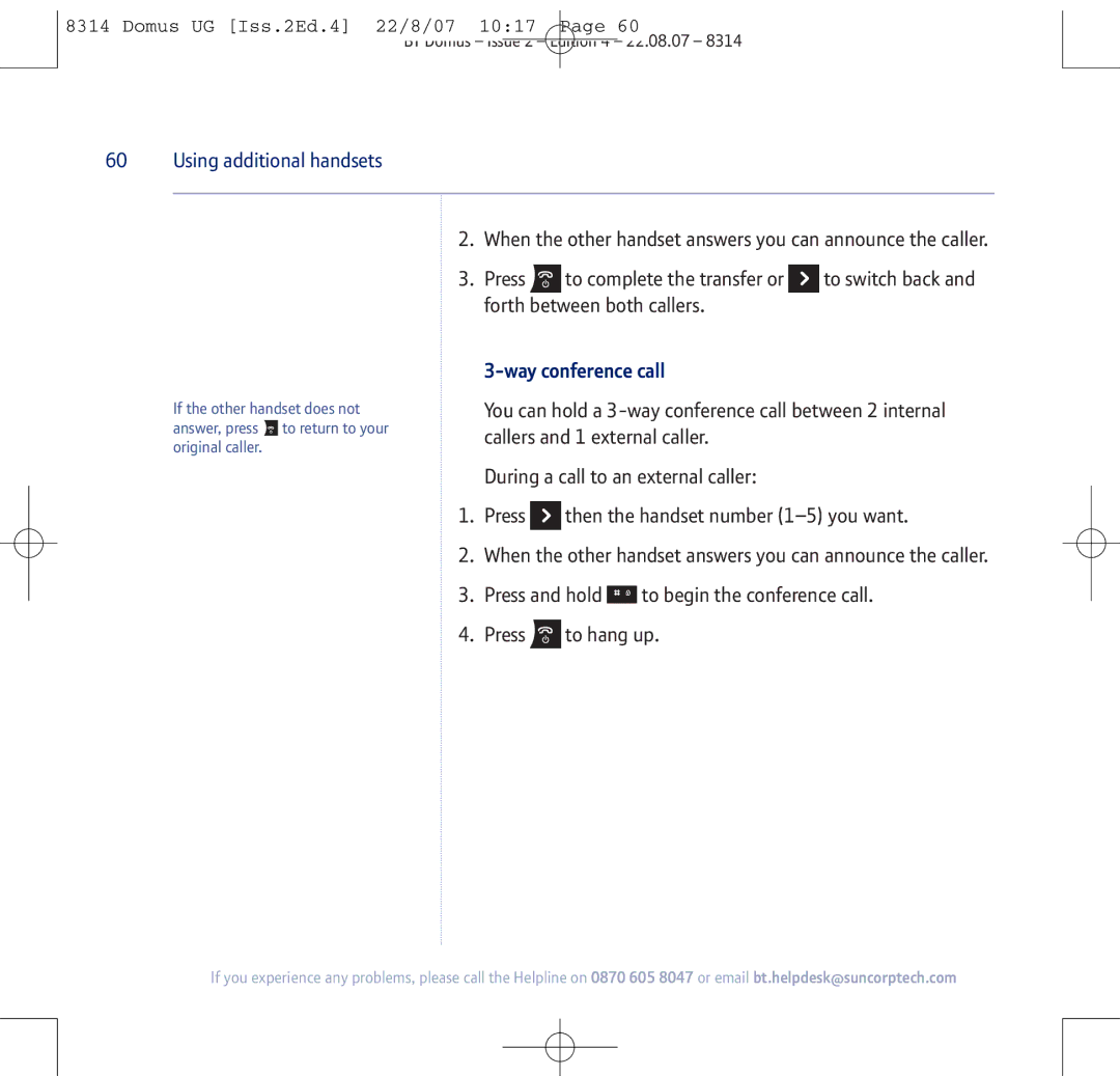 BT BT Domus manual Way conference call 