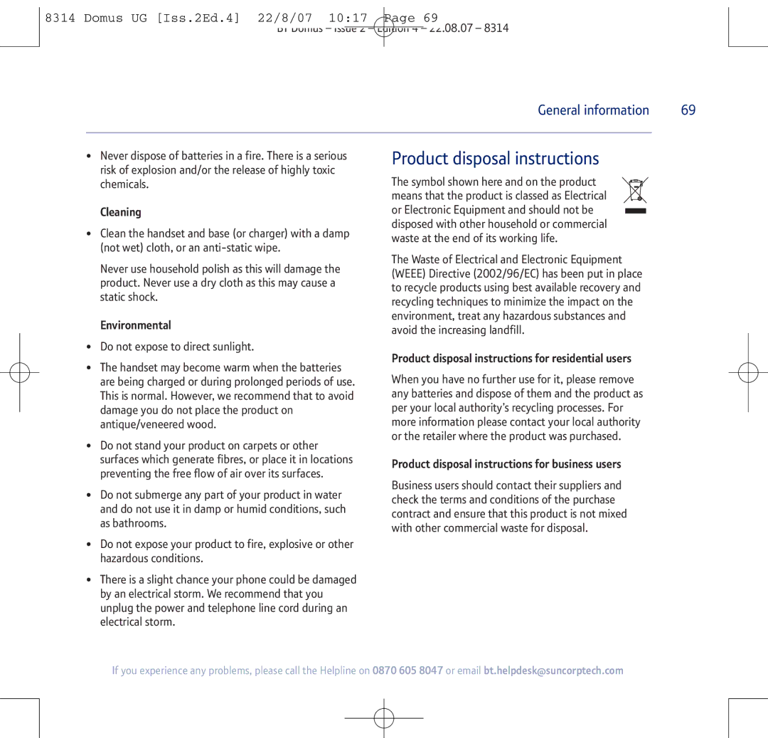 BT BT Domus manual Product disposal instructions 