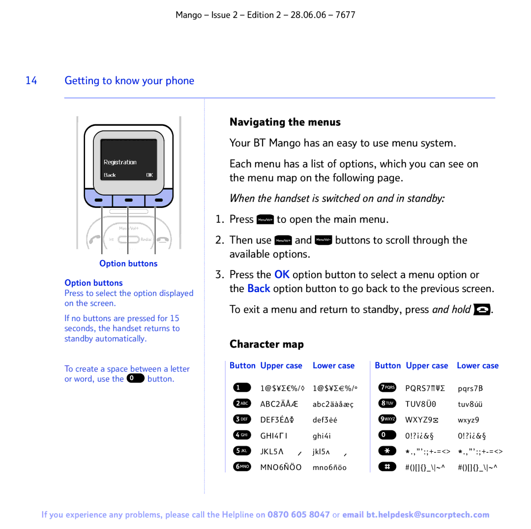 BT BT MANGO manual When the handset is switched on and in standby 