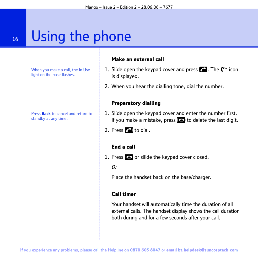 BT BT MANGO manual Using the phone 