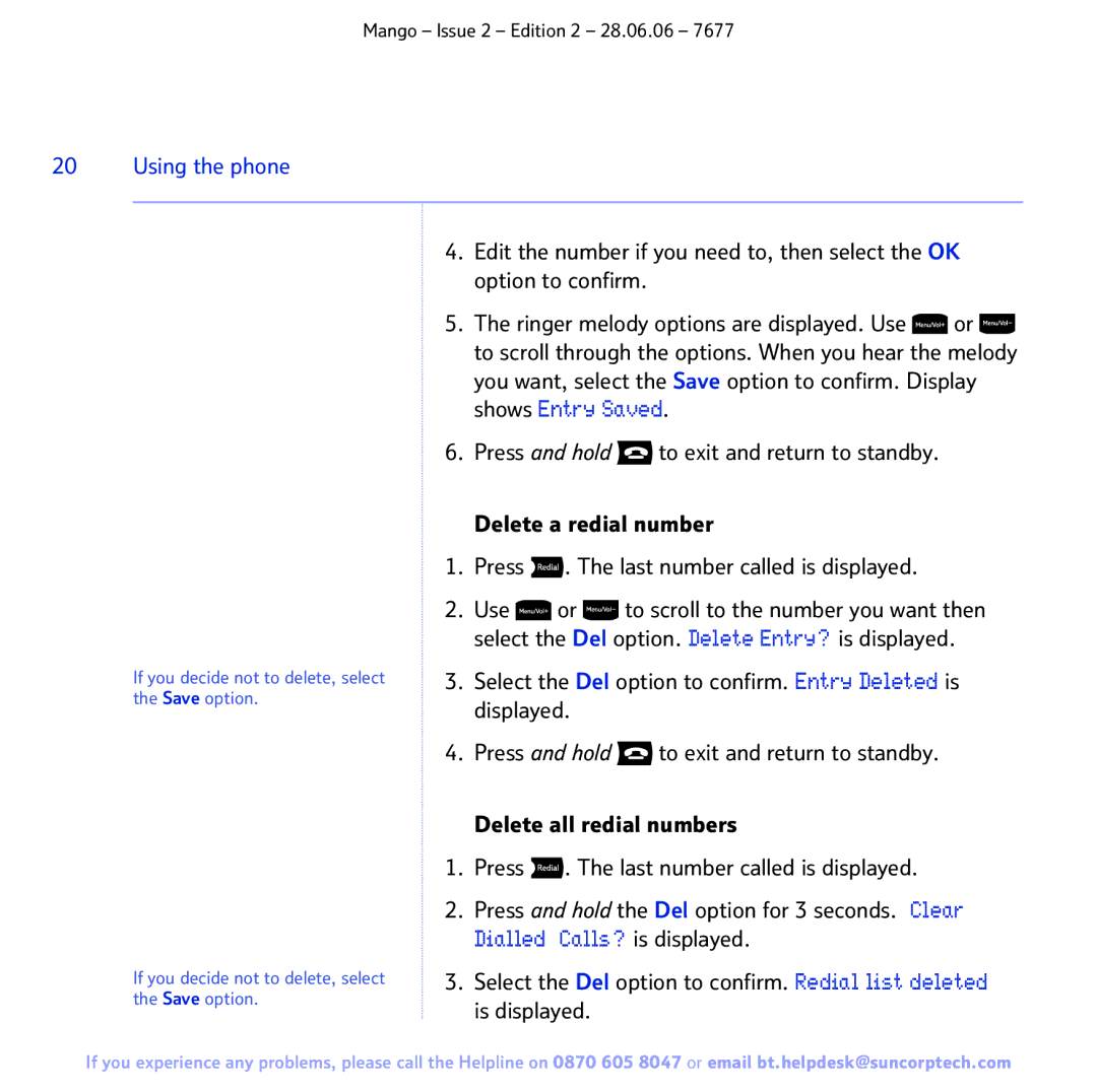 BT BT MANGO manual Using the phone 