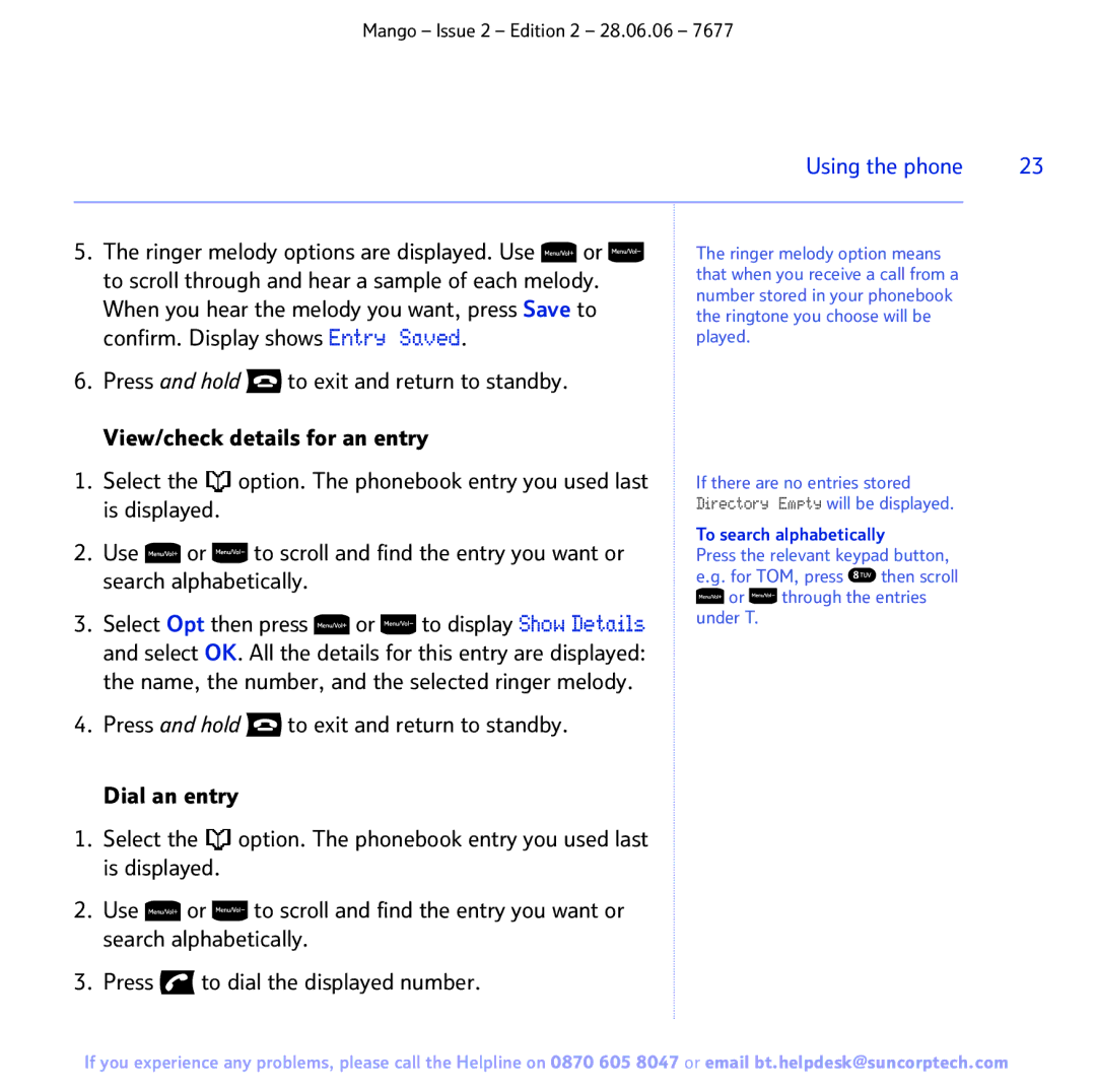 BT BT MANGO manual To search alphabetically 