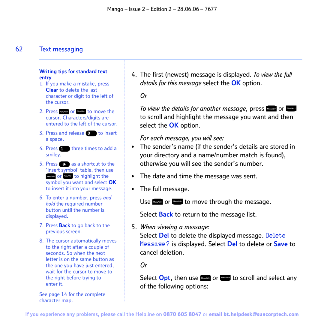 BT BT MANGO manual Details for this message select the OK option 