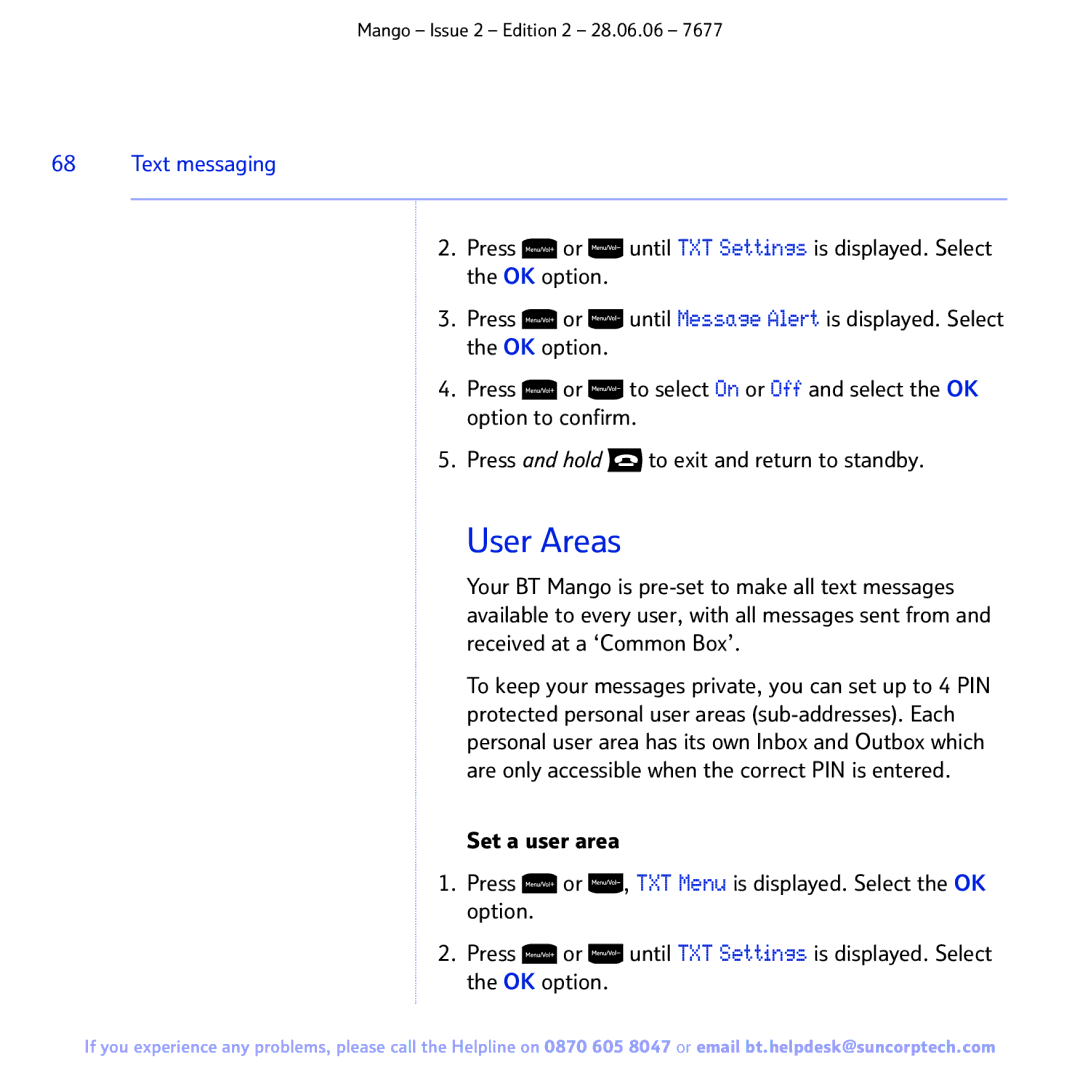 BT BT MANGO manual User Areas 