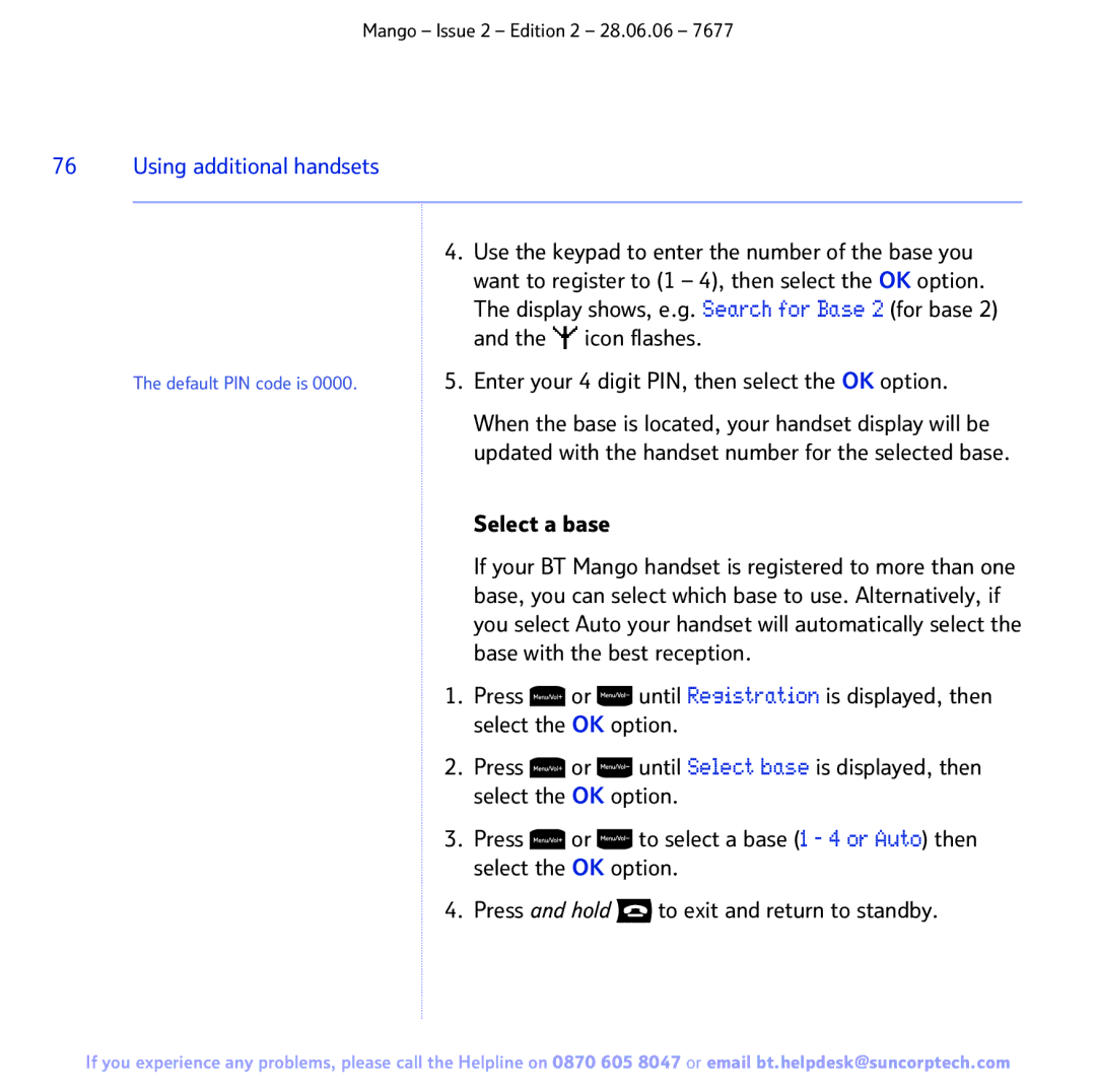 BT BT MANGO manual Default PIN code is 