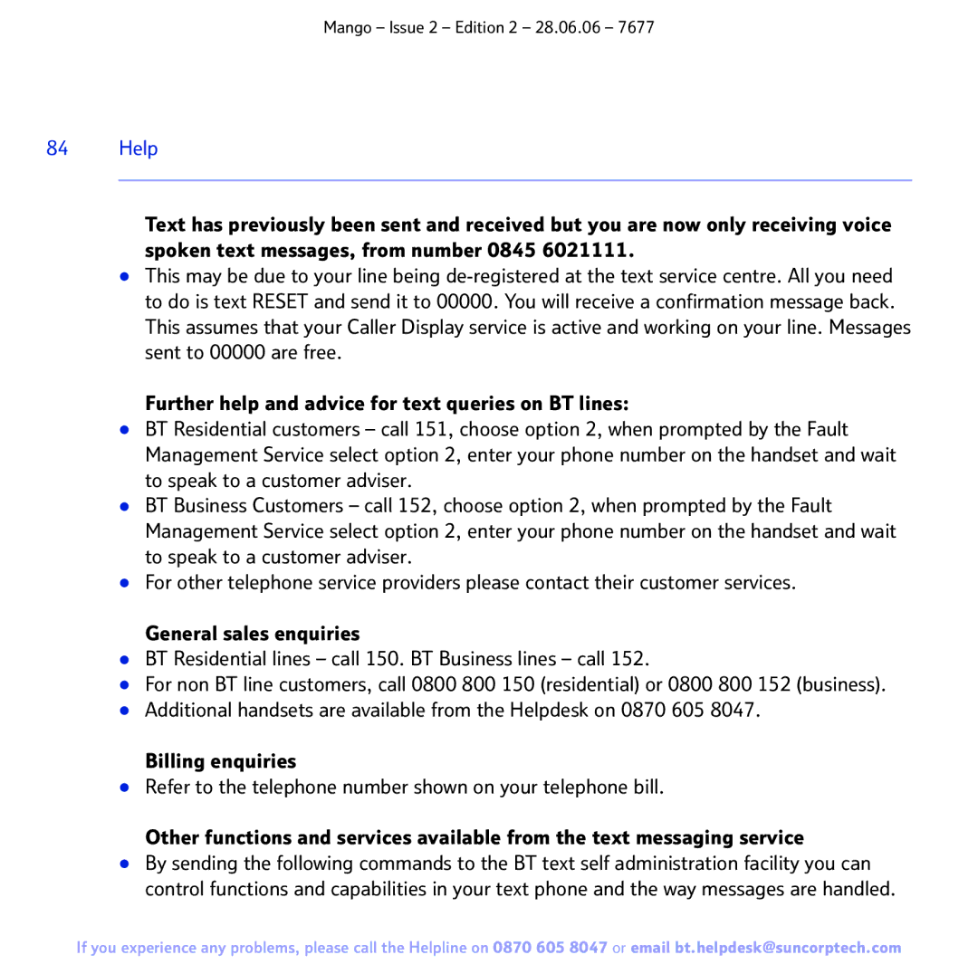 BT BT MANGO manual Help 