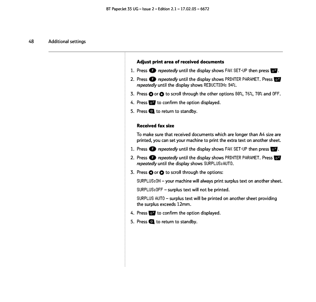 BT BT PaperJet 35 manual 