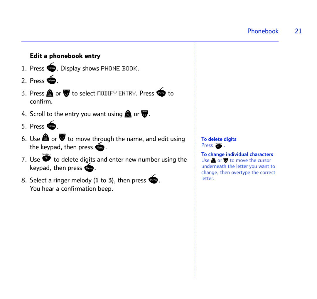 BT BT STUDIO 1100 manual To delete digits 