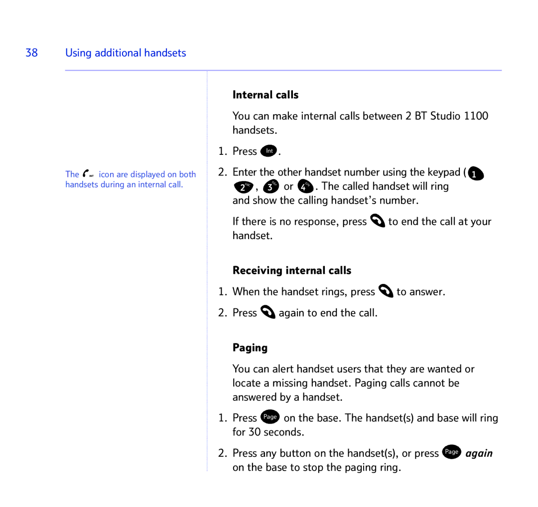 BT BT STUDIO 1100 manual Using additional handsets 