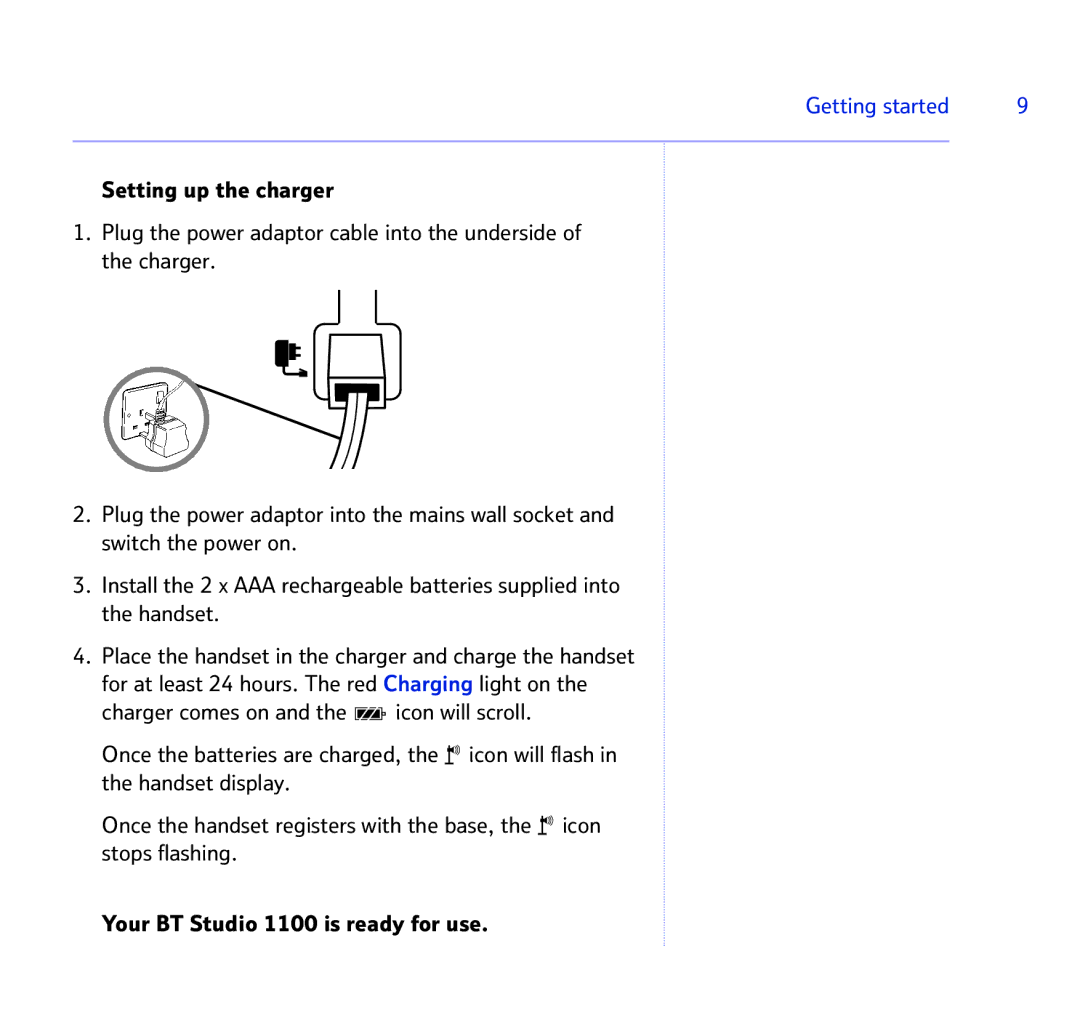 BT BT STUDIO 1100 manual Getting started 