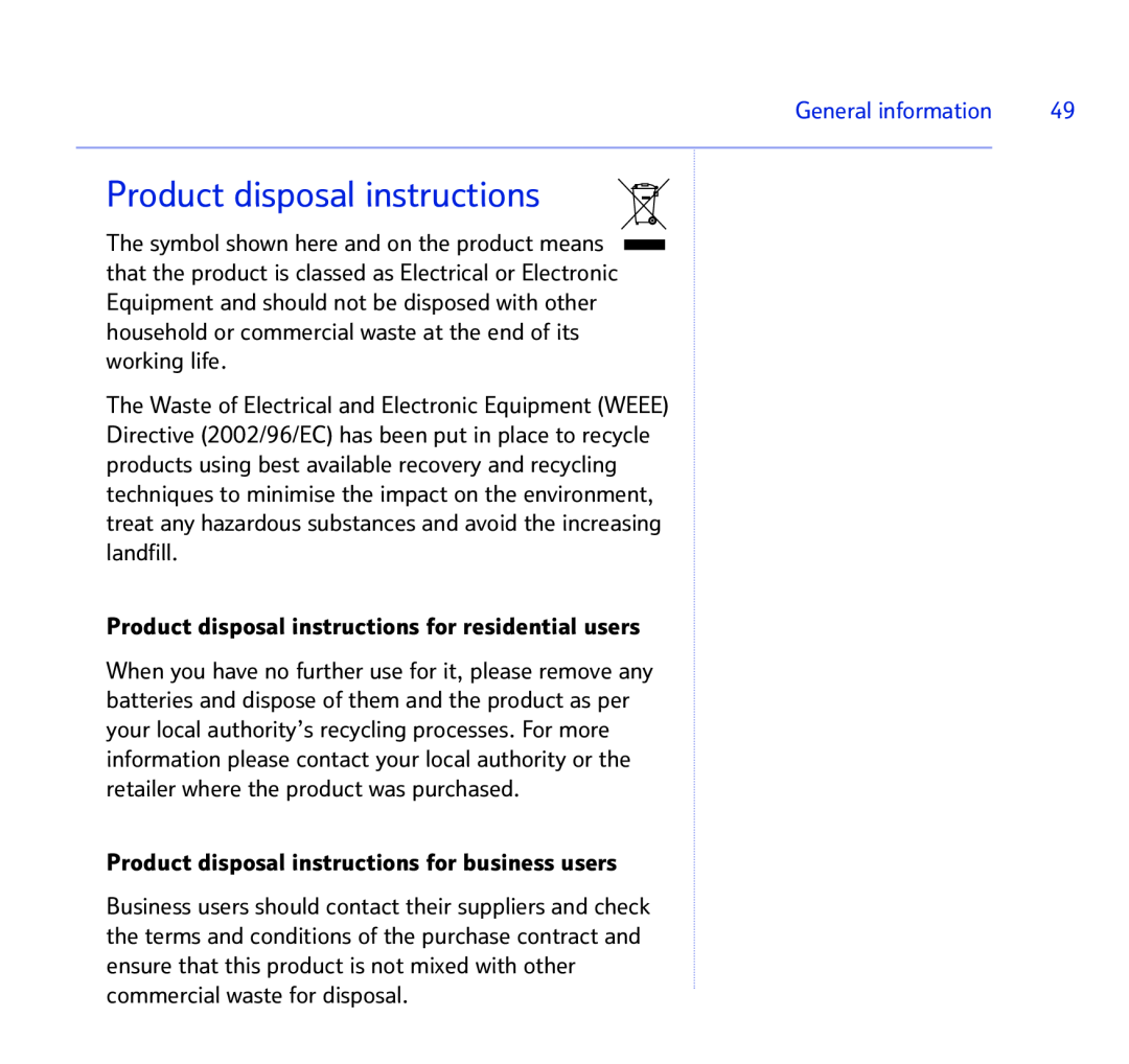 BT BT STUDIO 1100 manual Product disposal instructions 