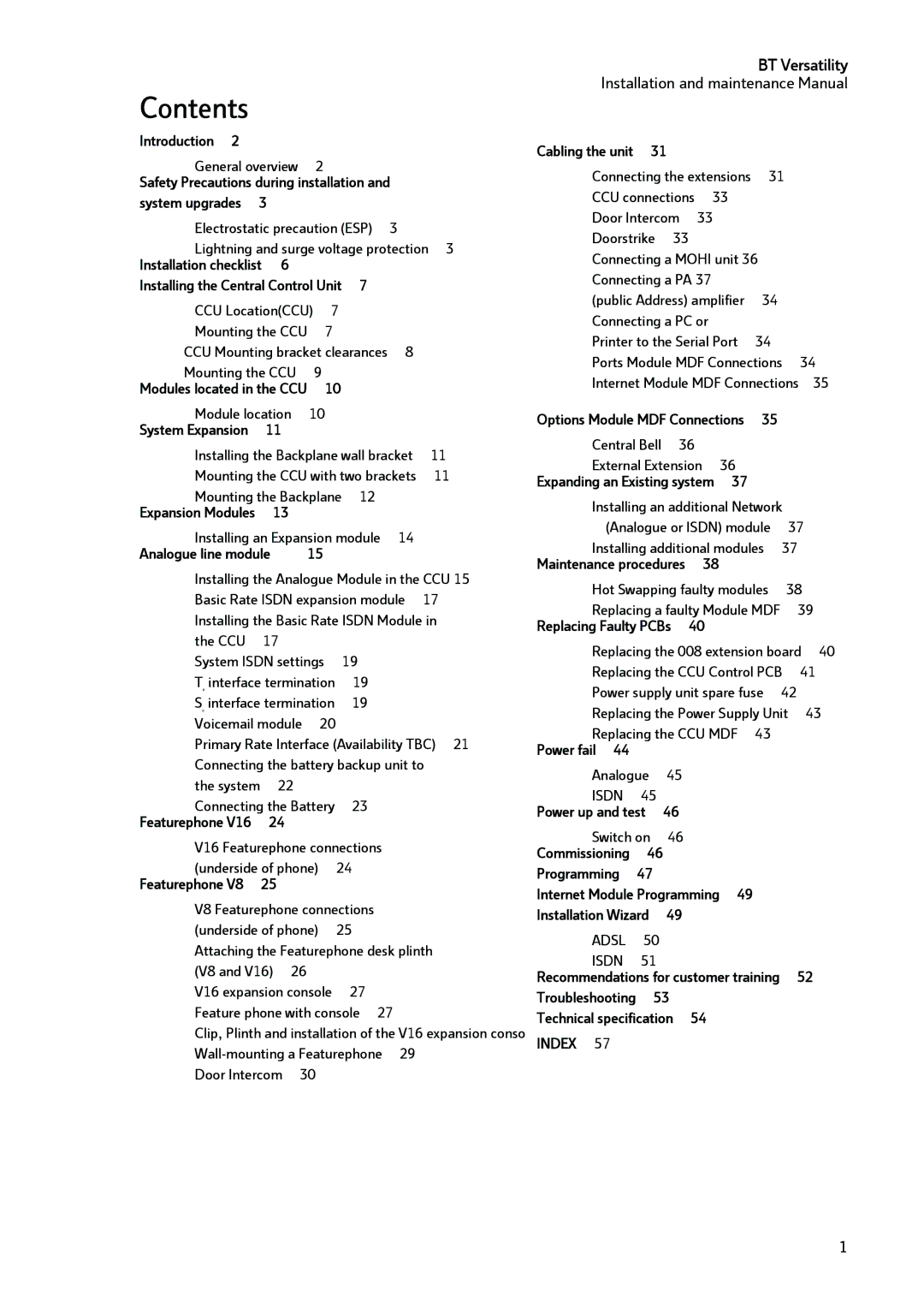 BT BT Versatility manual Contents 