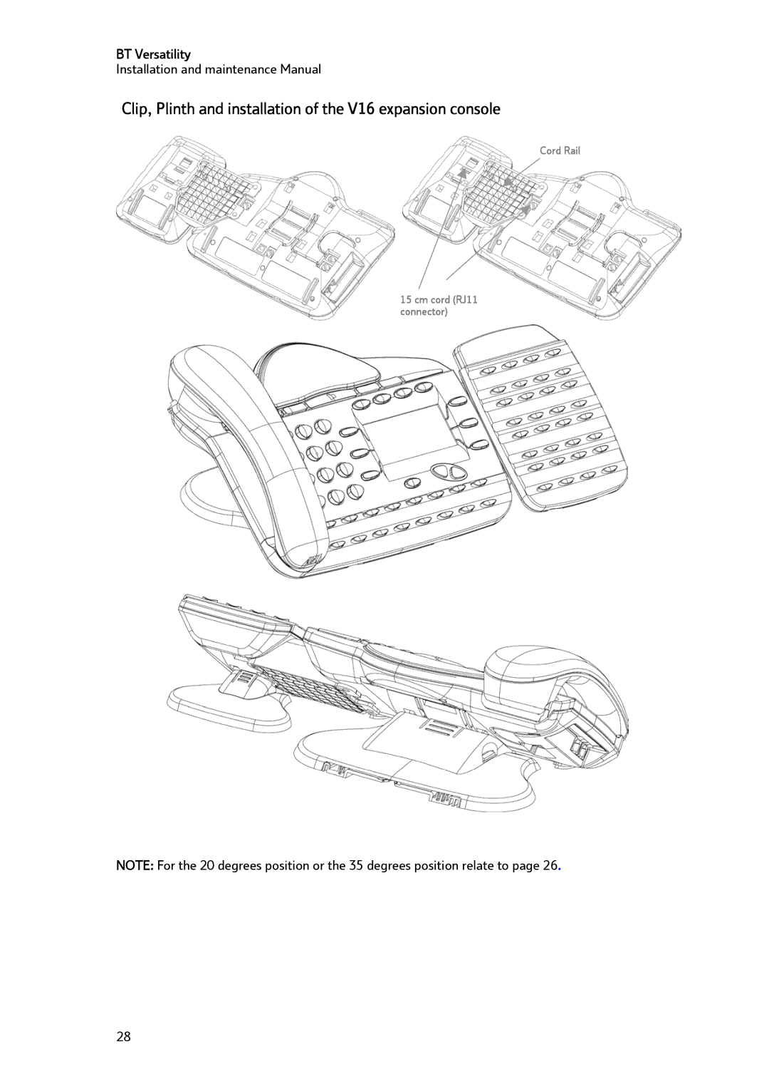 BT BT Versatility manual Clip, Plinth and installation of the V16 expansion console 