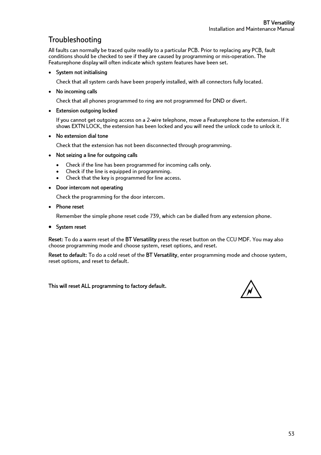 BT BT Versatility manual Troubleshooting 