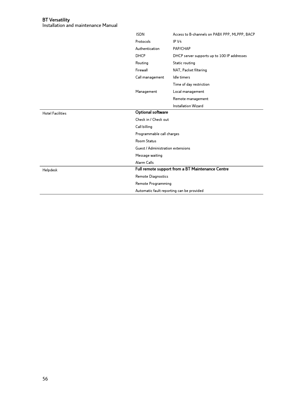 BT BT Versatility manual Full remote support from a BT Maintenance Centre 