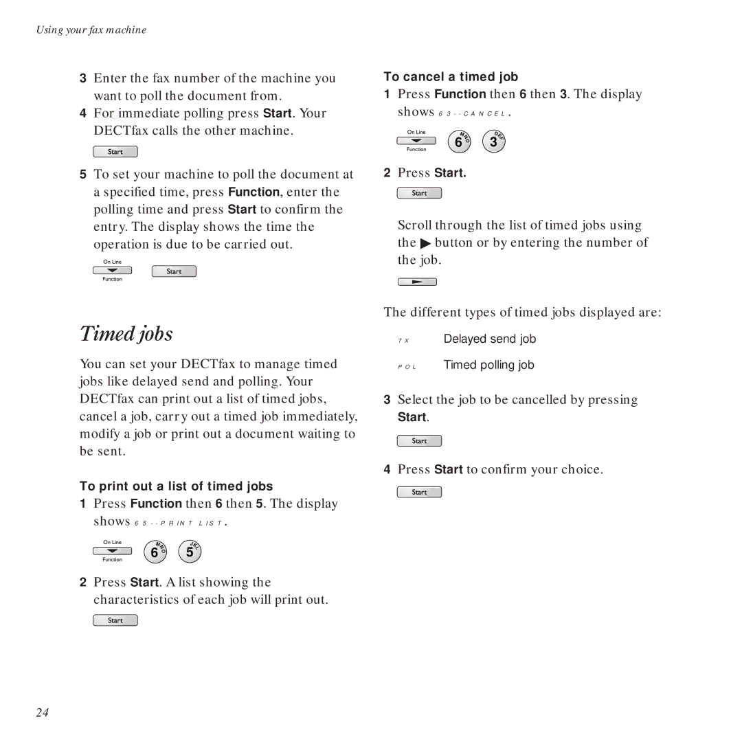 BT DECTfax Fax machine and digital telephone system manual Timed jobs 