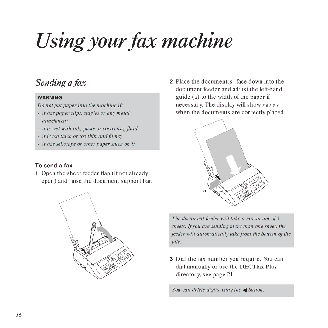 BT DECTfax Plus Fax Machine and digital telephone system manual Using your fax machine, Sending a fax 