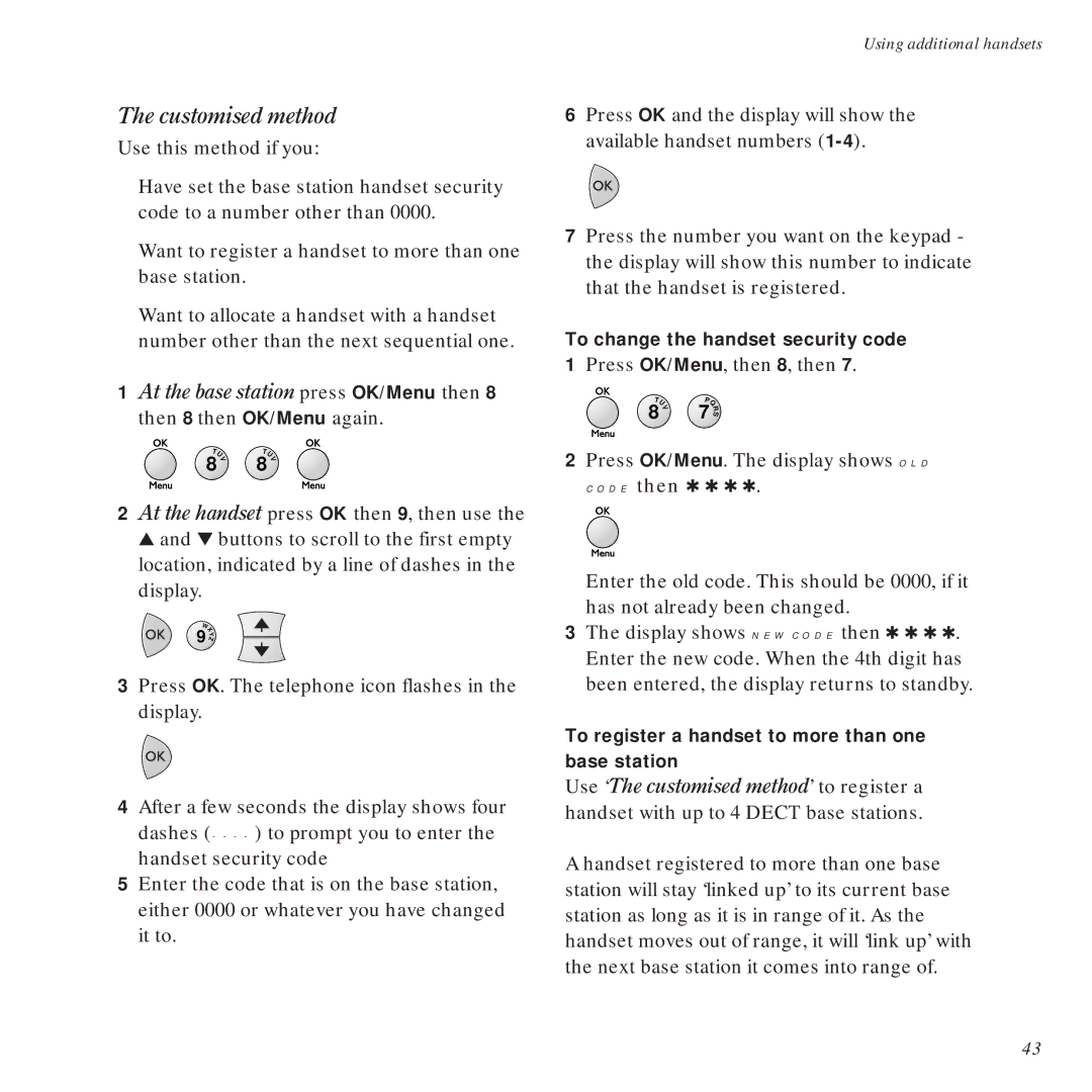 BT DECTfax Plus Fax Machine and digital telephone system manual Customised method 