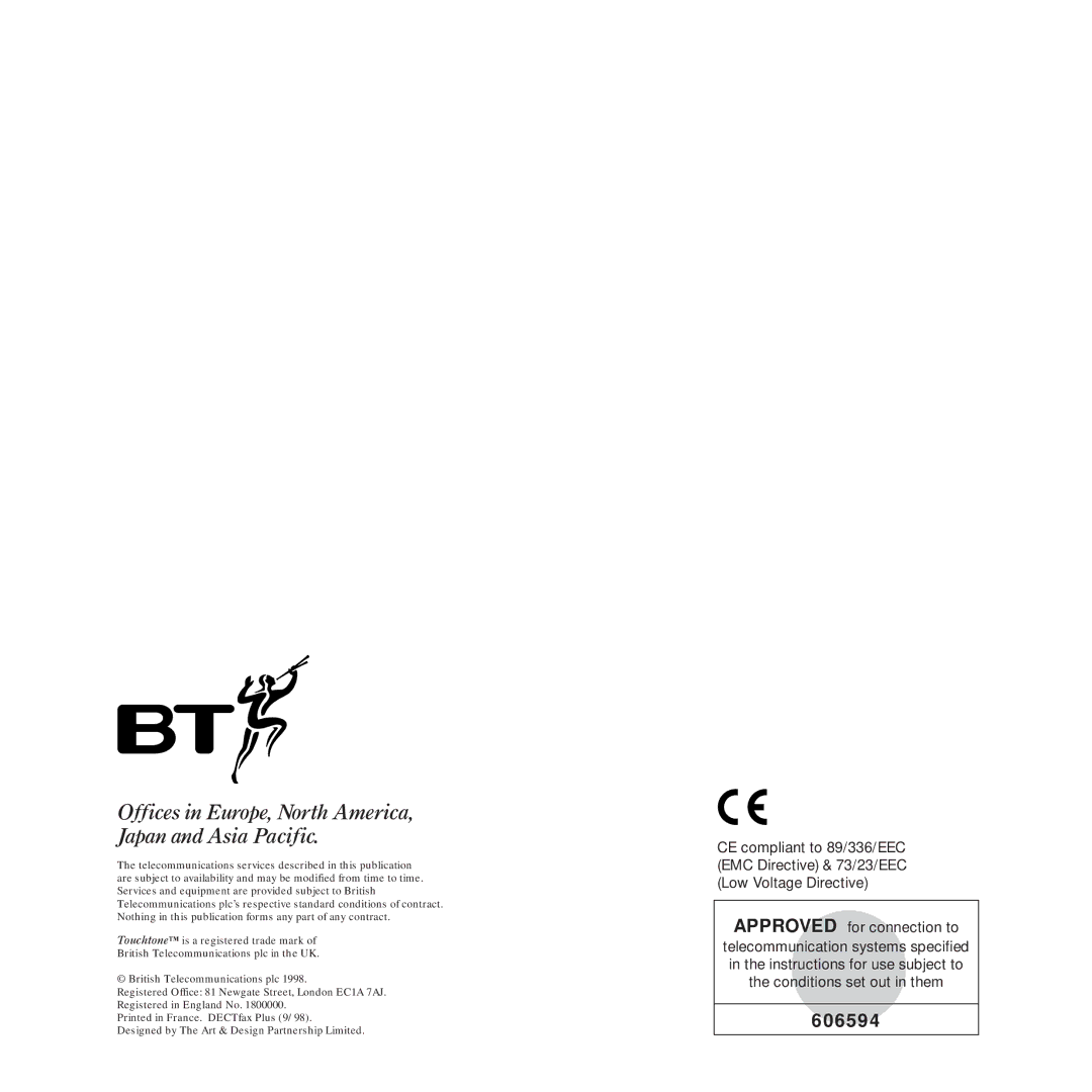 BT DECTfax Plus Fax Machine and digital telephone system manual Offices in Europe, North America, Japan and Asia Pacific 