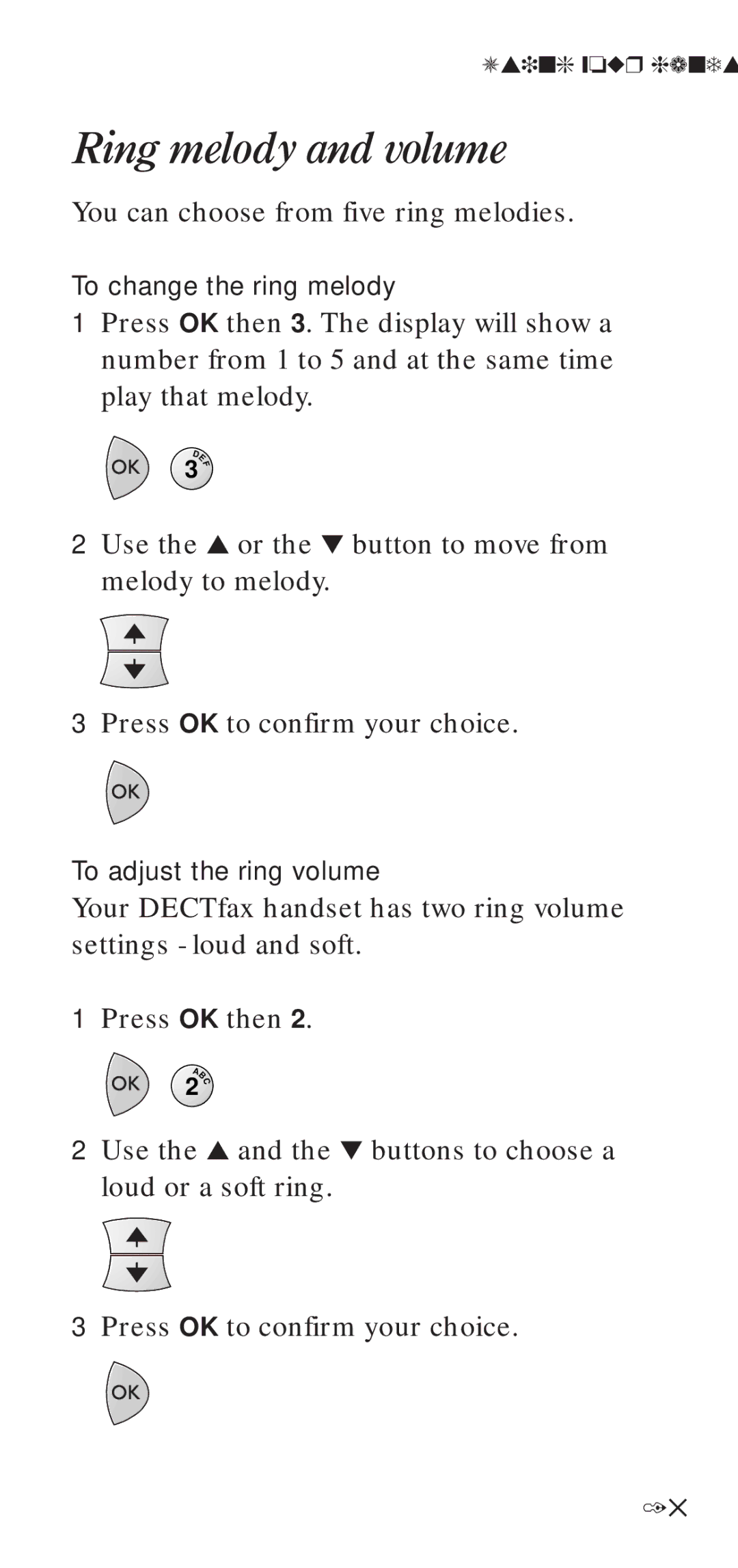 BT DECTfax manual Ring melody and volume 