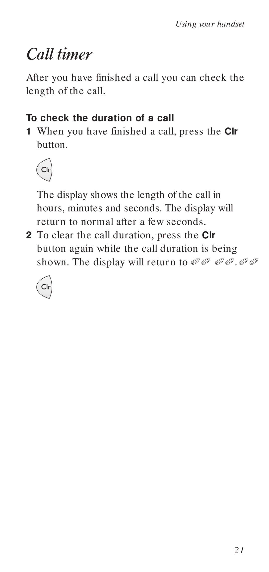 BT DECTfax manual Call timer 