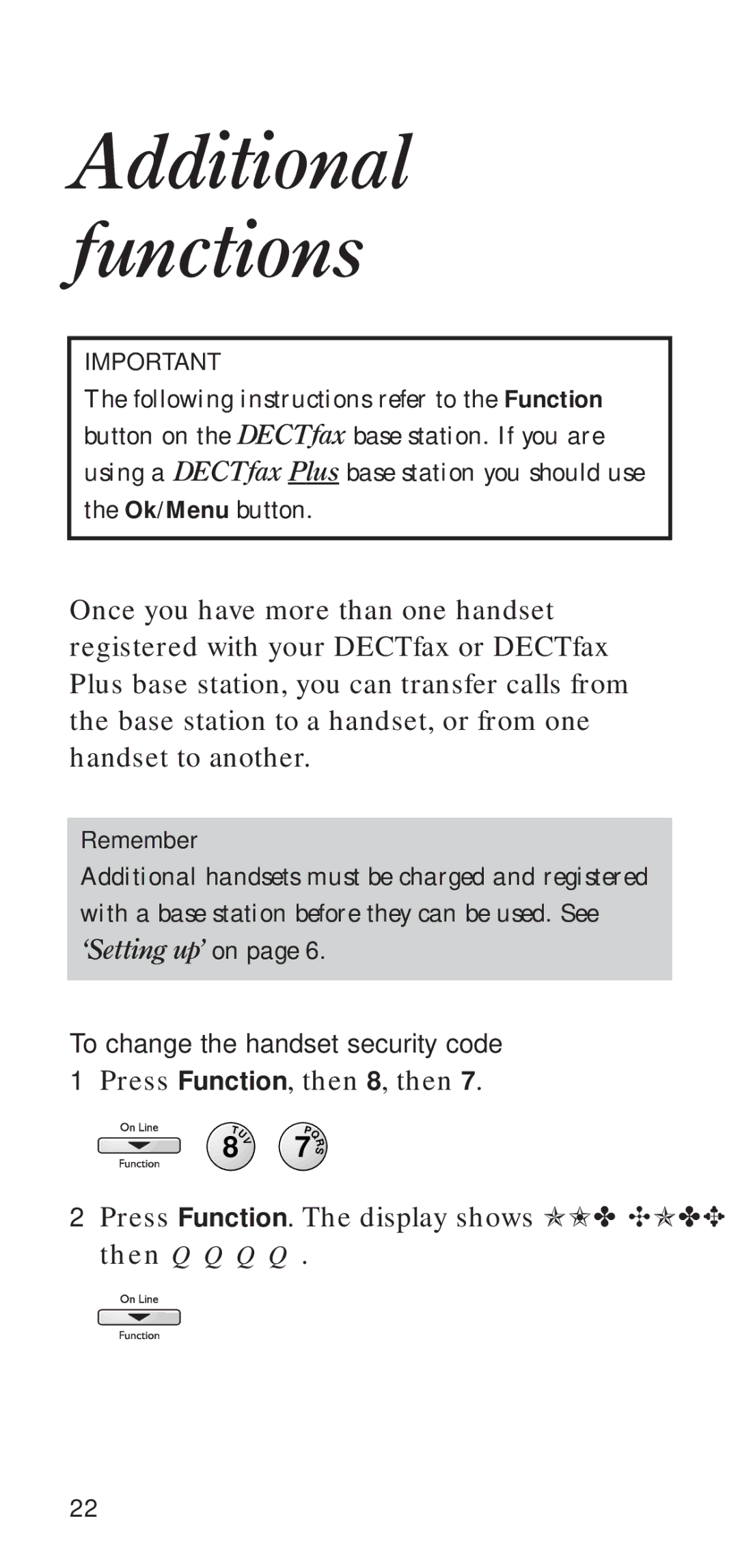 BT DECTfax manual Additional functions 