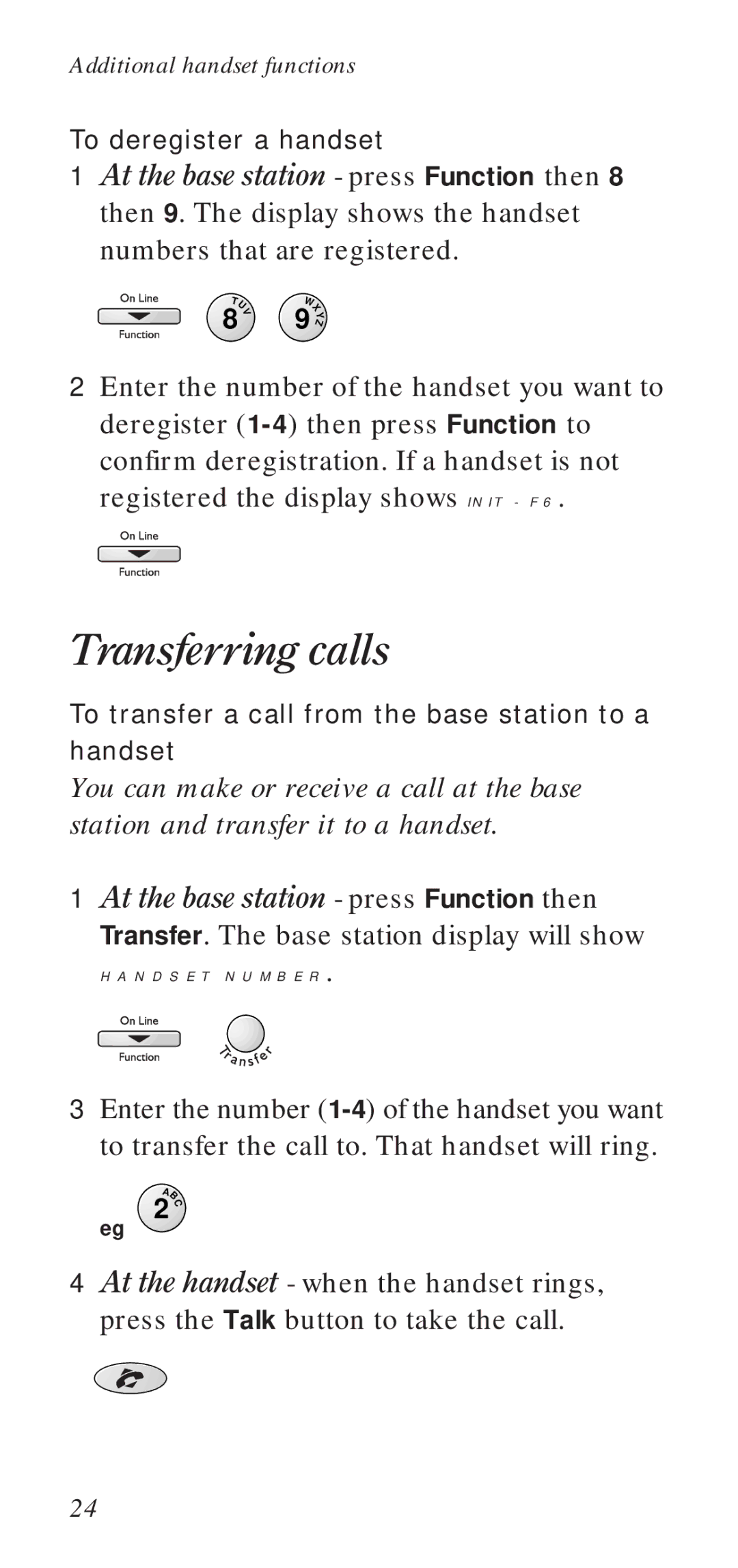 BT DECTfax manual Transferring calls, Handset Number 