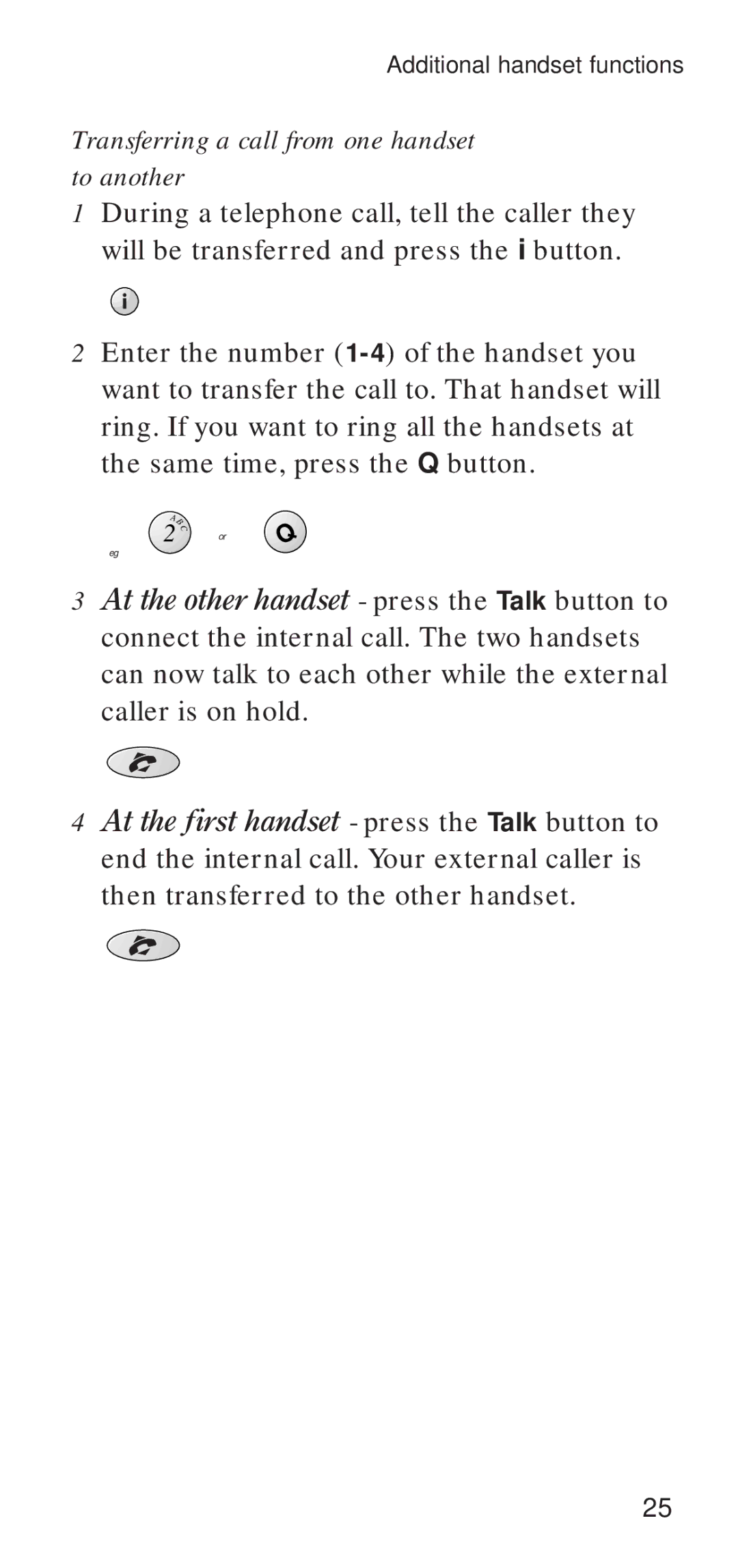 BT DECTfax manual Transferring a call from one handset to another 