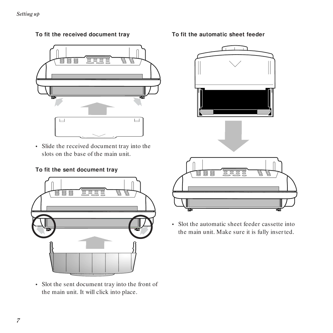 BT DF450 manual To fit the sent document tray 