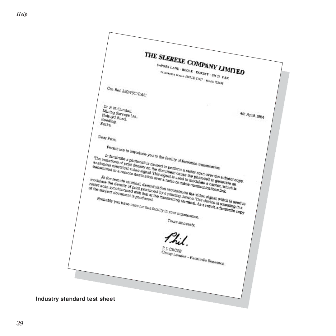 BT DF450 manual Industry standard test sheet 