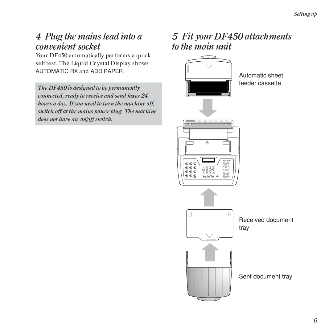 BT manual Plug the mains lead into a convenient socket, Fit your DF450 attachments to the main unit 