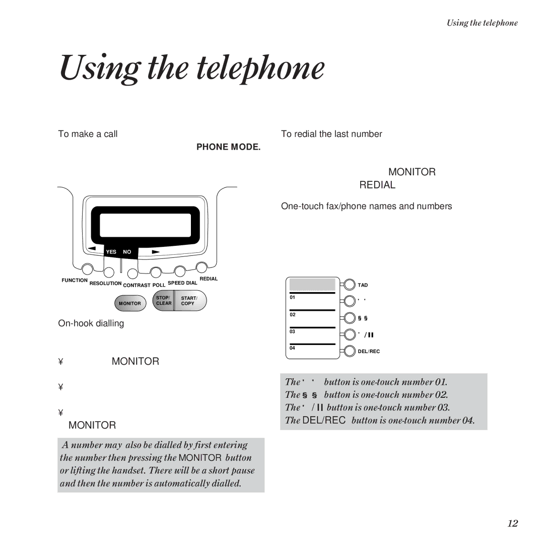 BT DF60 manual Using the telephone 