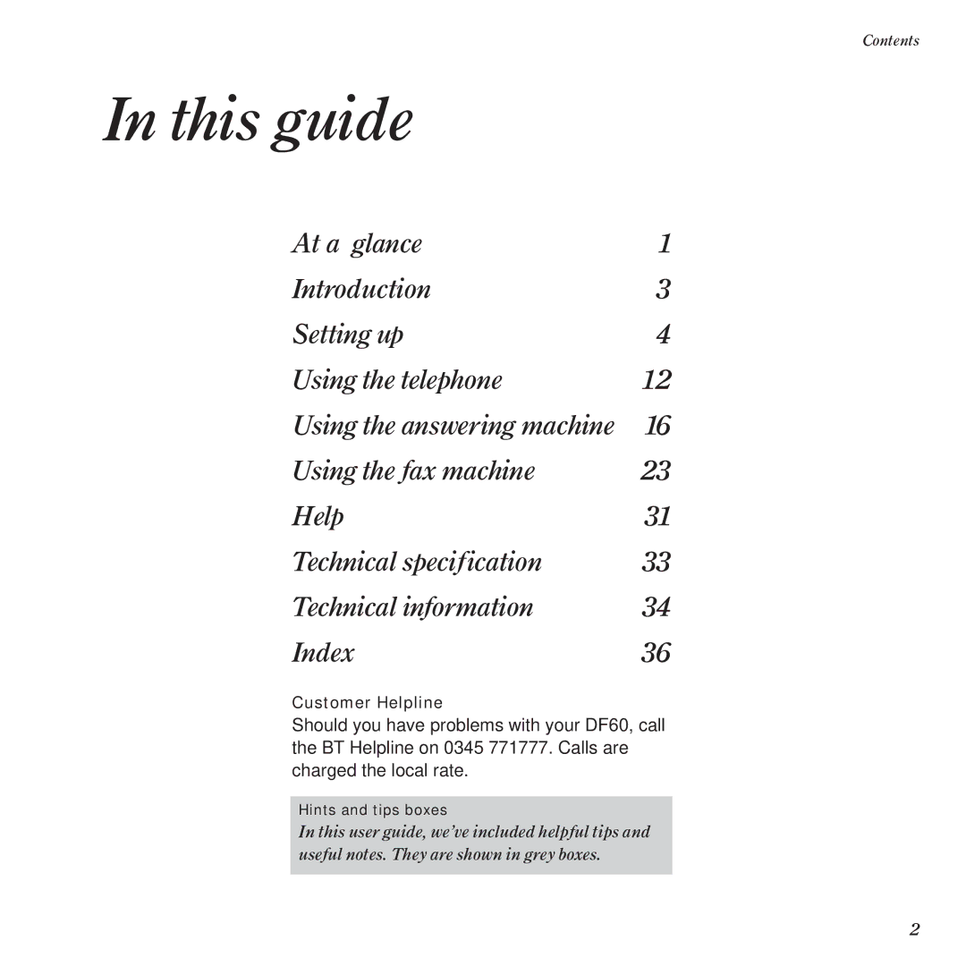 BT DF60 manual This guide 