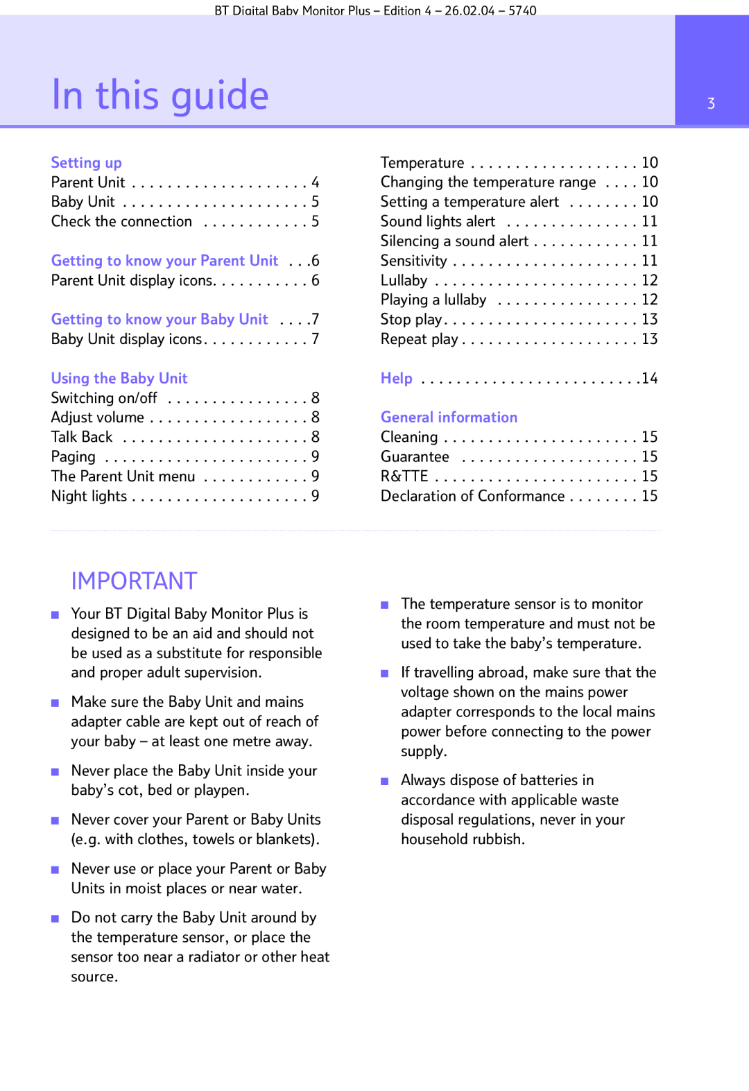 BT Digital Baby Monitor Plus manual This guide, Parent Unit Baby Unit Check the connection 