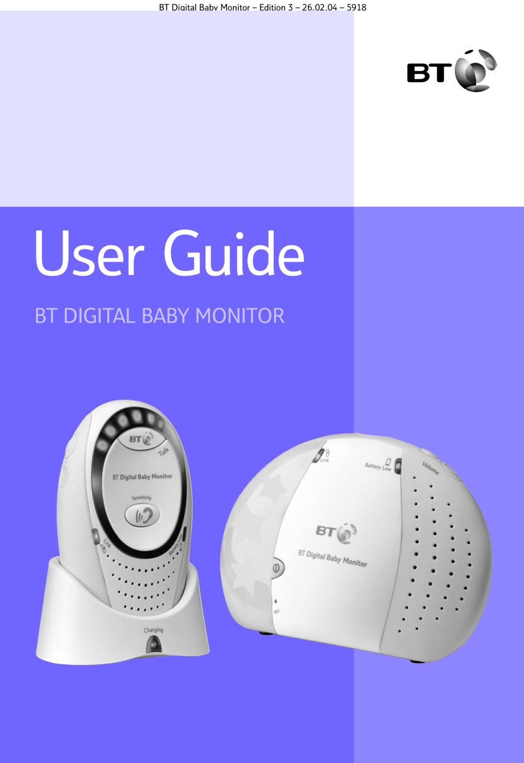 BT manual User Guide, Bt Digital Baby Monitor, BT Digital Baby Monitor - Edition 3 - 26.02.04 