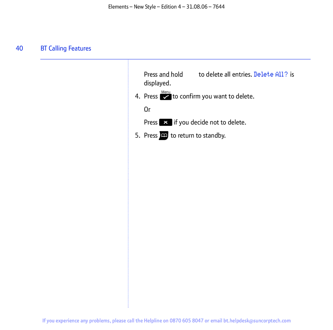 BT Digital Cordless Telephone manual BT Calling Features 