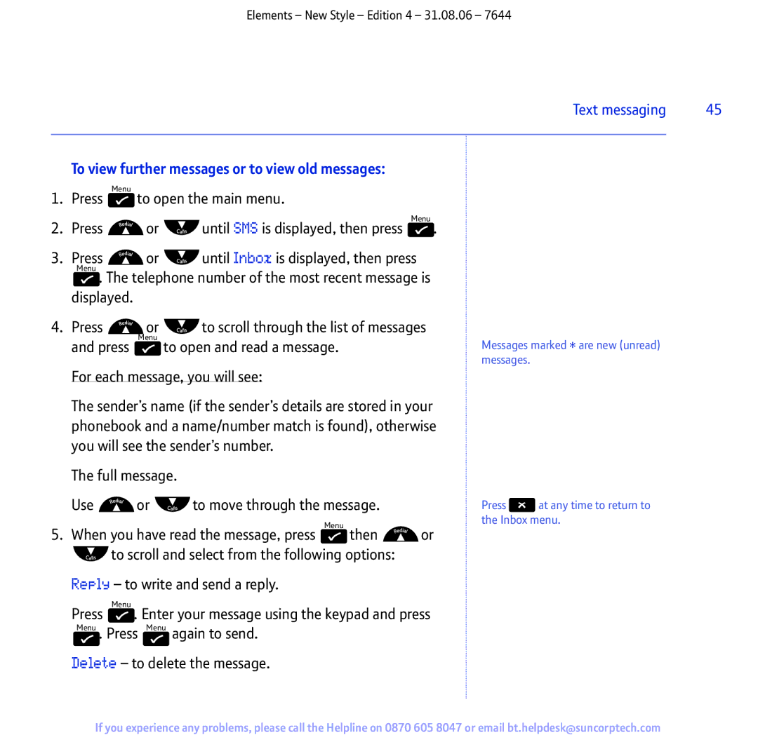 BT Digital Cordless Telephone manual To view further messages or to view old messages 