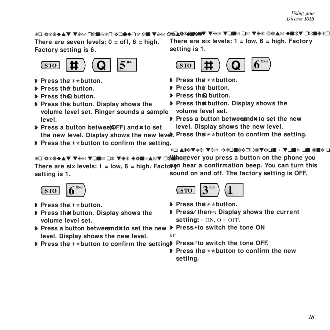 BT Diverse 1015 manual To adjust the ringer volume in the base unit, To adjust the tone of the handset ringer 