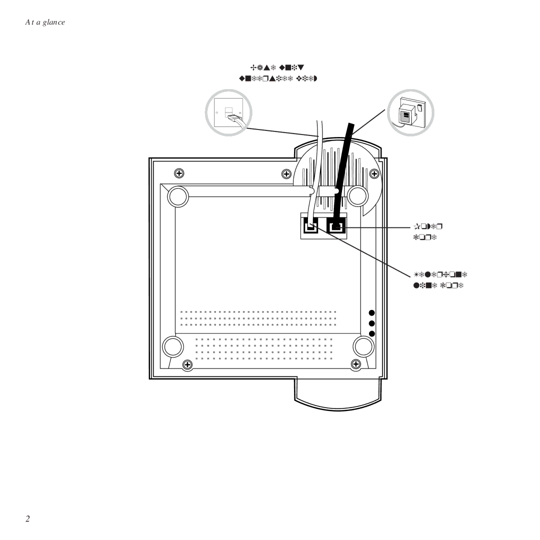 BT Diverse 1015 manual Base unit Underside view Power cord Telephone line cord 