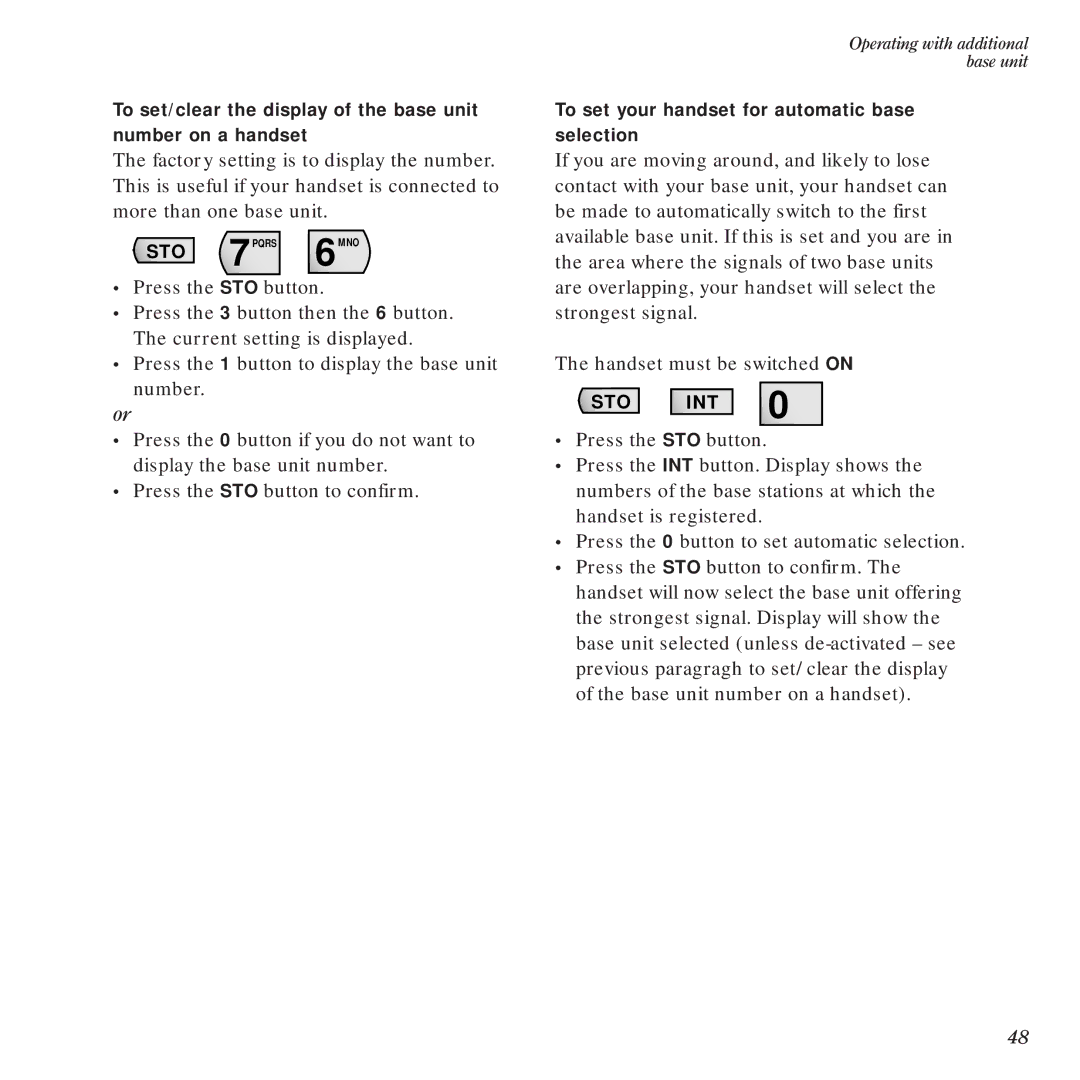 BT Diverse 1015 manual To set your handset for automatic base selection 