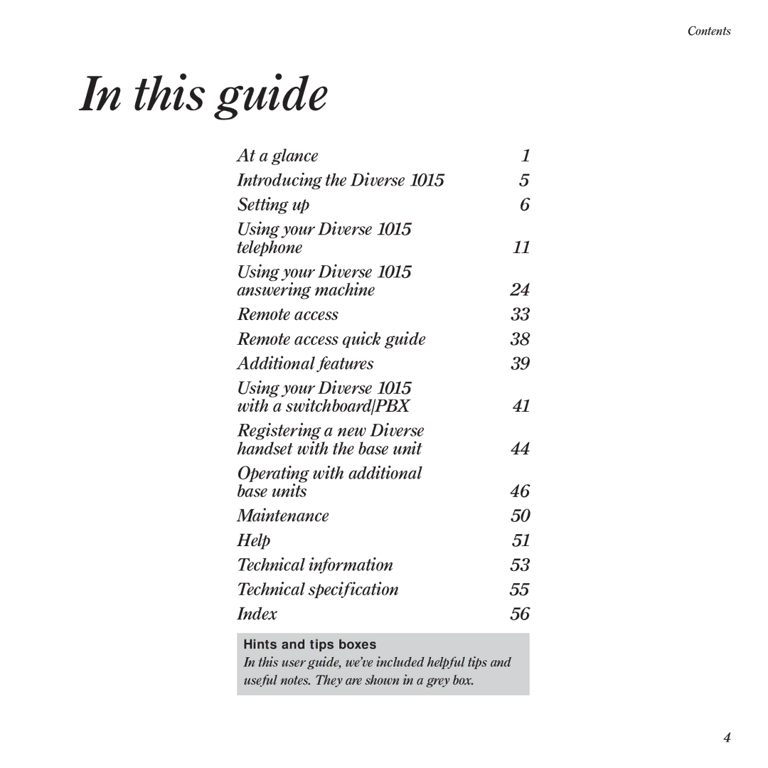 BT Diverse 1015 manual This guide, Hints and tips boxes 