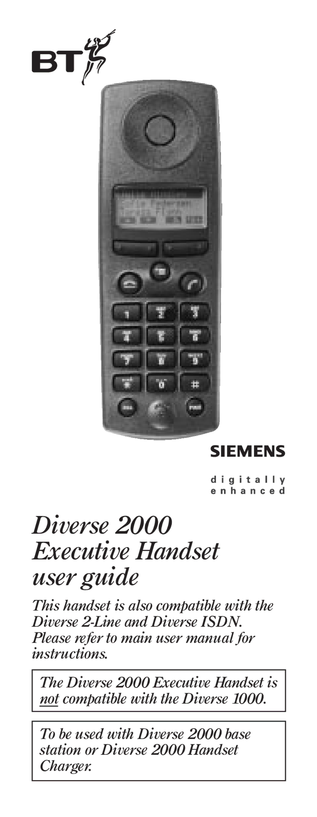 BT user manual Diverse 2000 Executive Handset user guide 