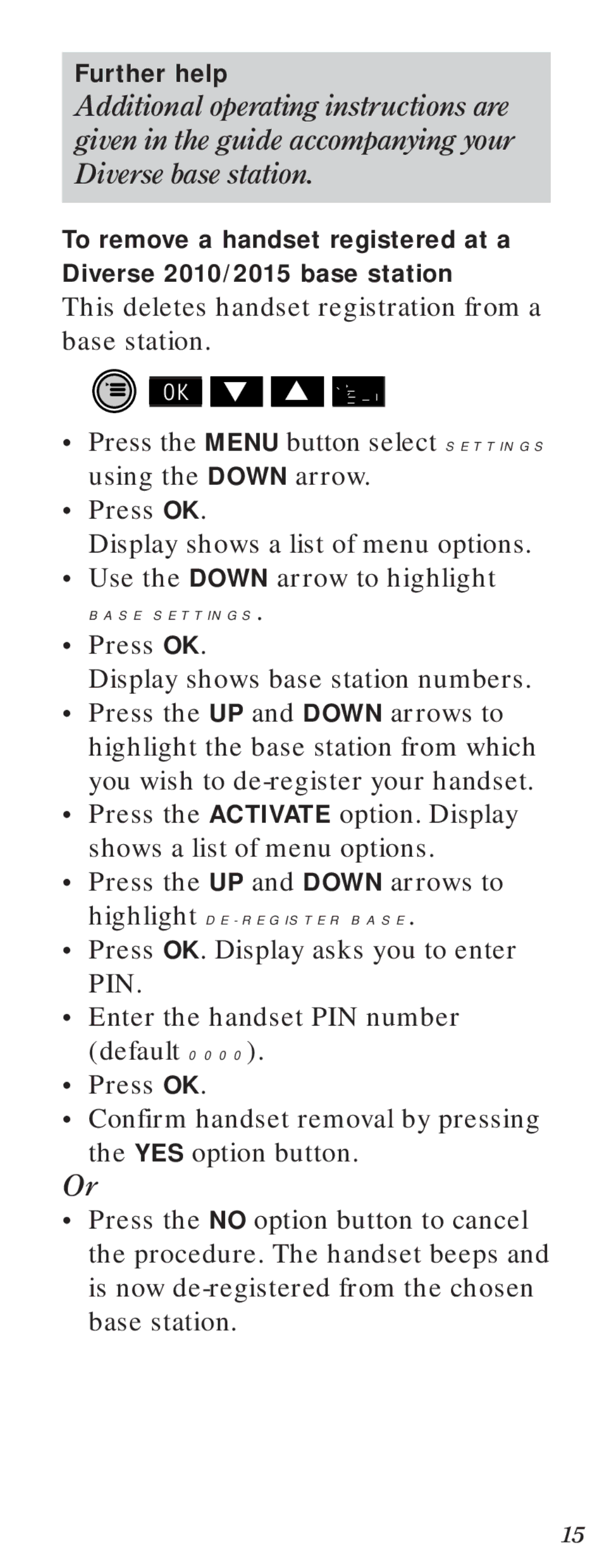 BT Diverse 2000 user manual Base Settings 