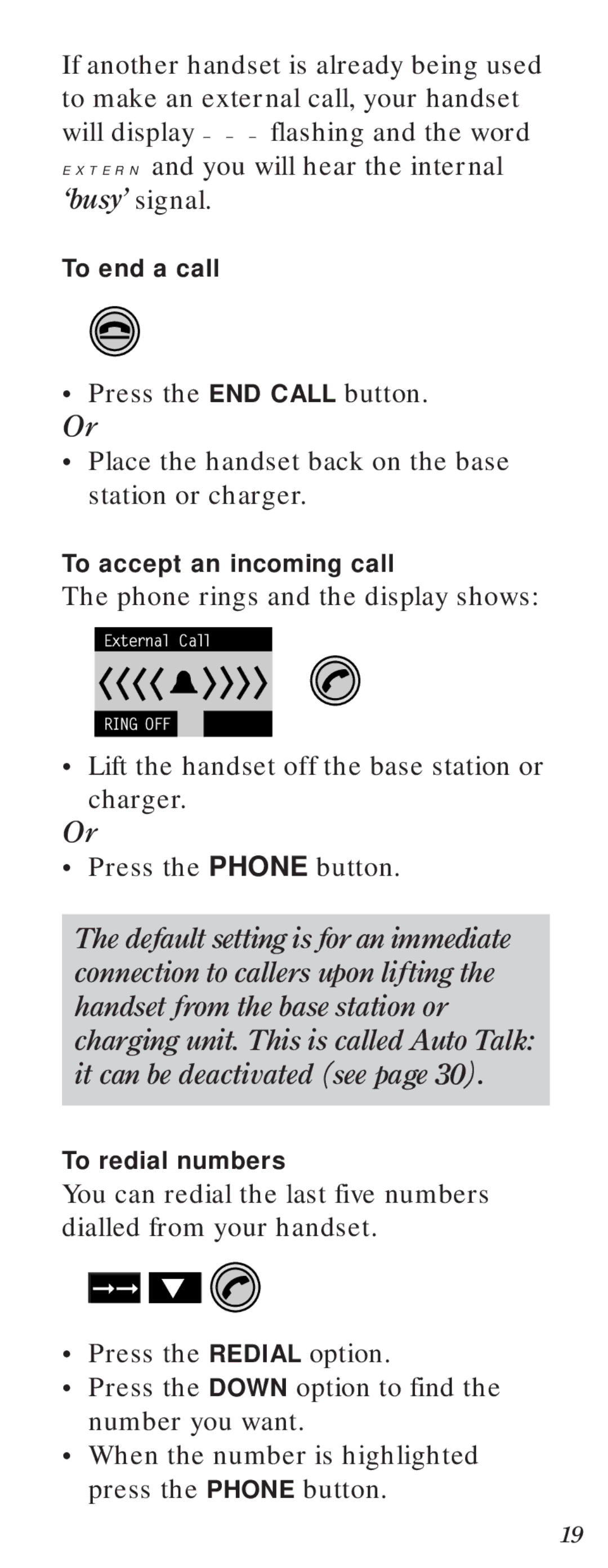 BT Diverse 2000 user manual Phone rings and the display shows 