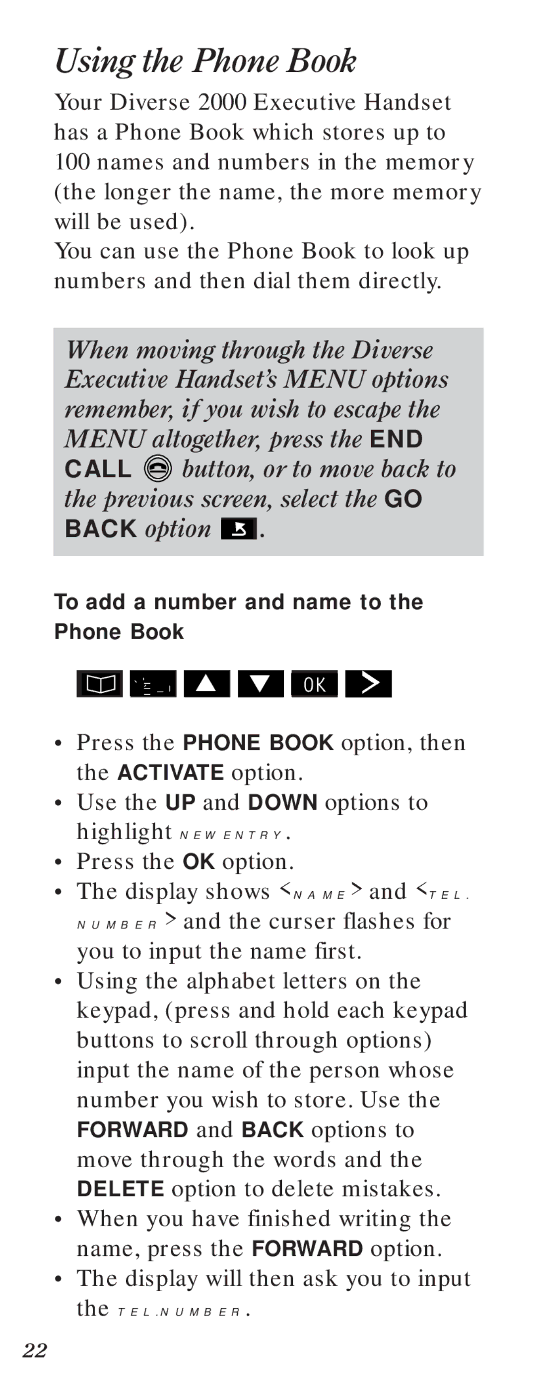 BT Diverse 2000 user manual Using the Phone Book 