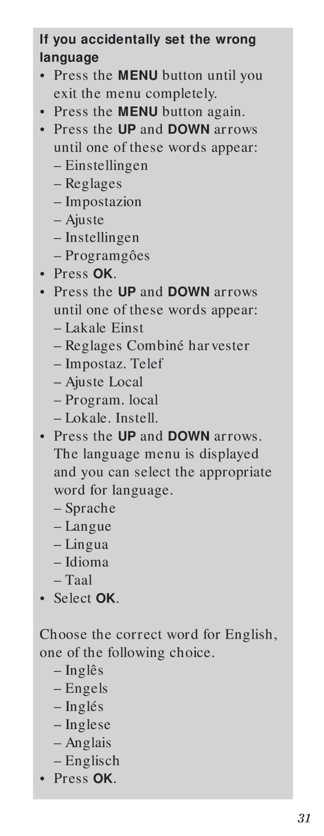 BT Diverse 2000 user manual If you accidentally set the wrong language 