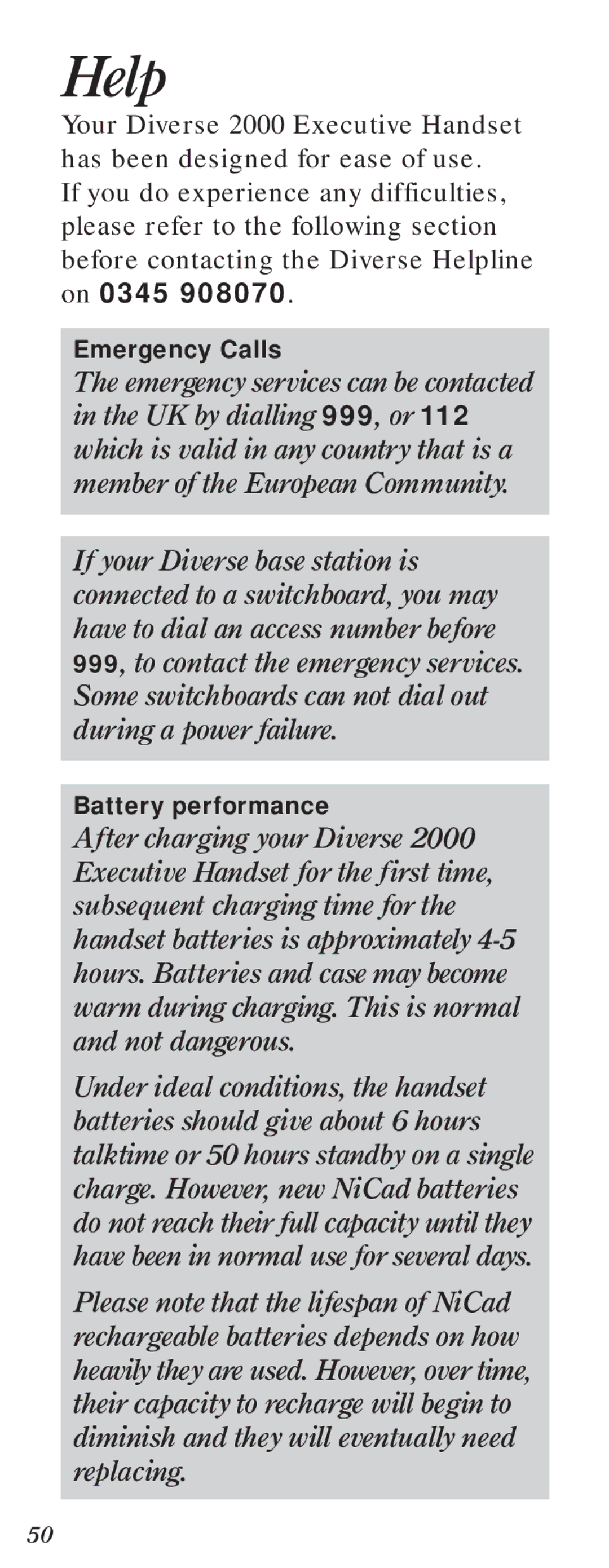 BT Diverse 2000 user manual Help 