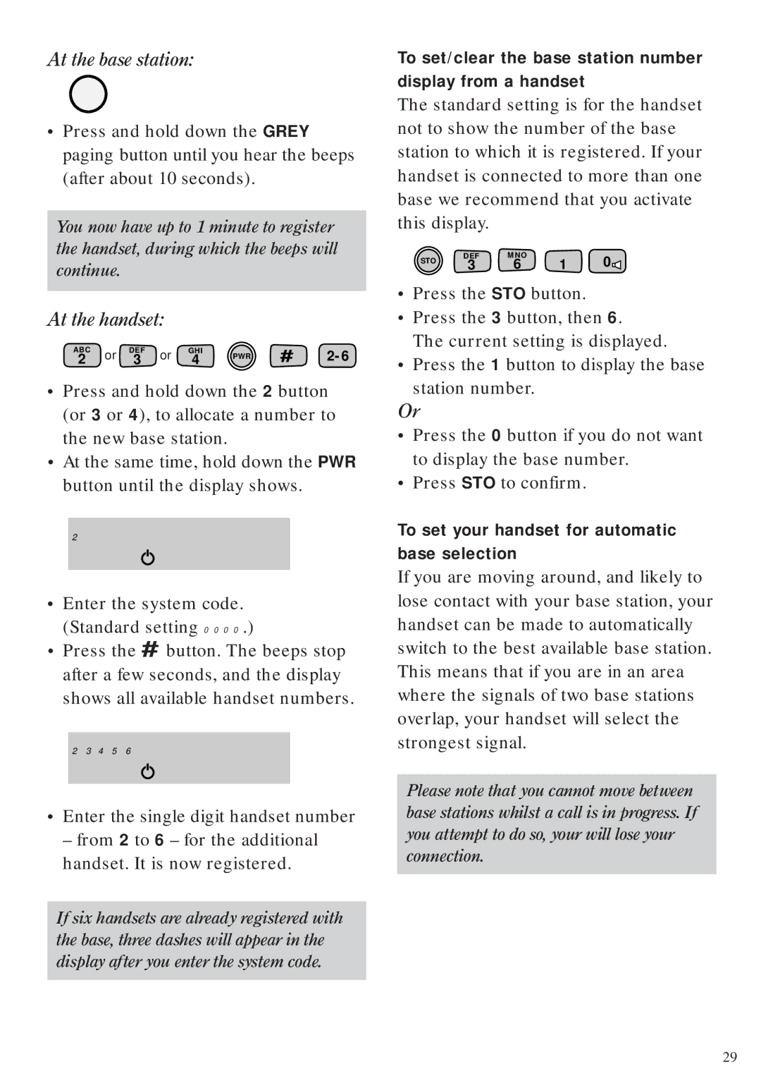 BT Diverse 2010 manual To set/clear the base station number Display from a handset 